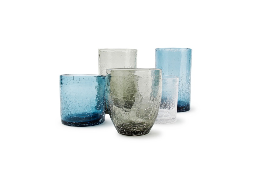 set de 4 verres Long Drink Crackle Bleu 40cl