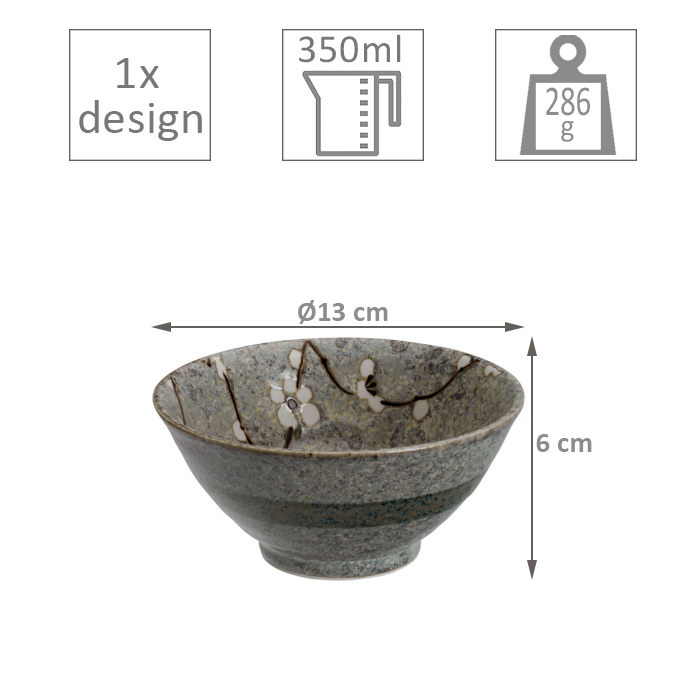 Bol Ø13xH6cm Grey Soshun