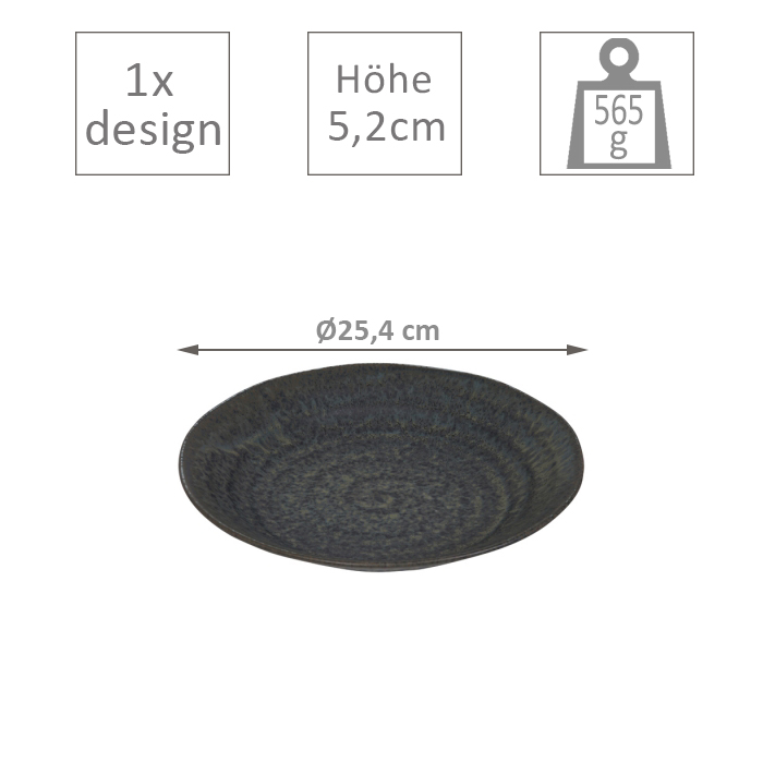 Assiette creuse 25cm Black Onyx | Val-Enza | Tokyo Design