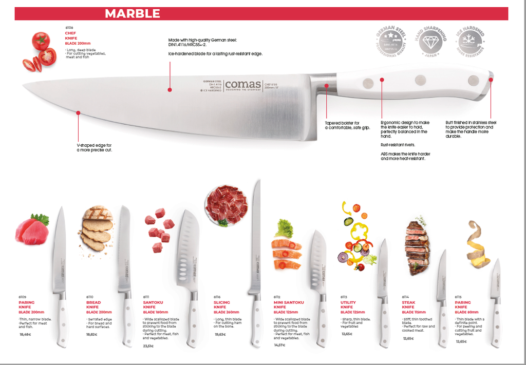 Couteau Santoku Chef 30cm Marble | Val-Enza | Comas