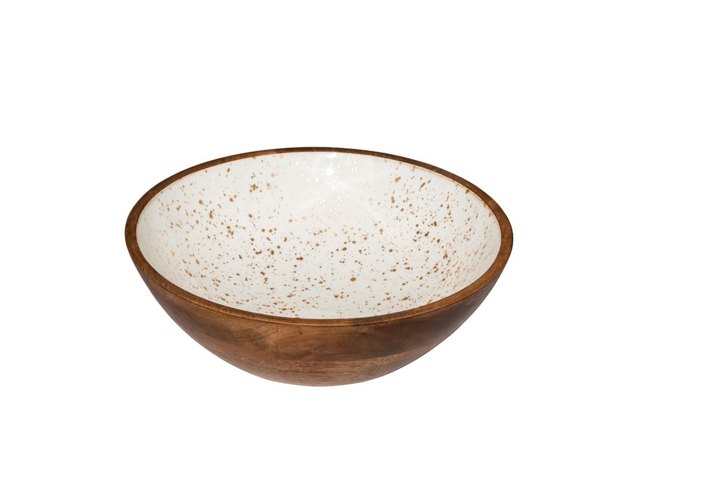 Plat en bois Ø25cm White/Gold