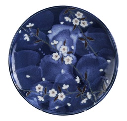 [VE17303] Assiette Ø25,5xH3,5cm Sakura Bleu